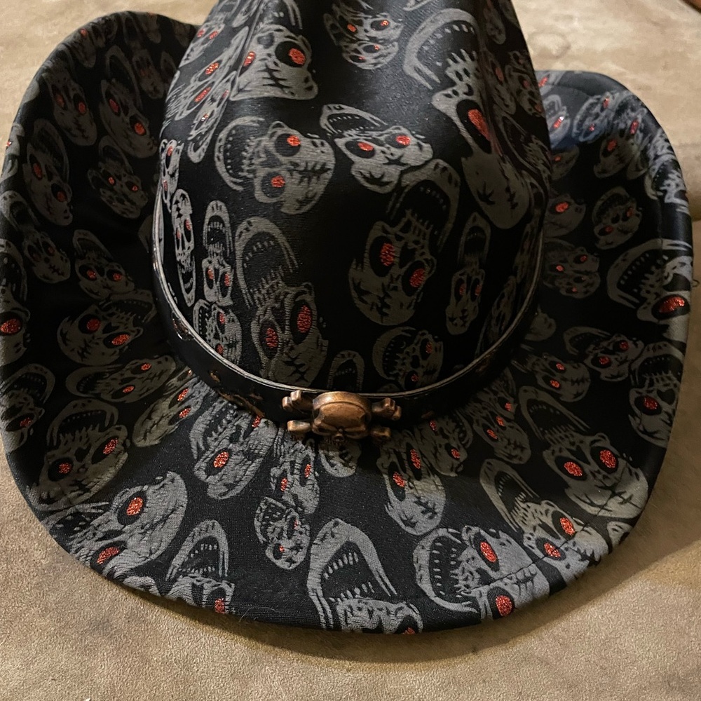 Stylish Black Skull Pattern Cowboy Hat